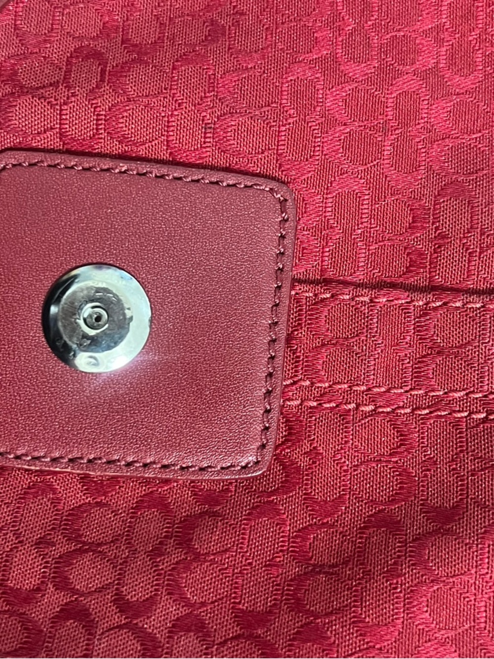 Coach SoHo Red Signature Canvas & Leather Shoulder Bag with Buckle Accent - Picture 8 of 16